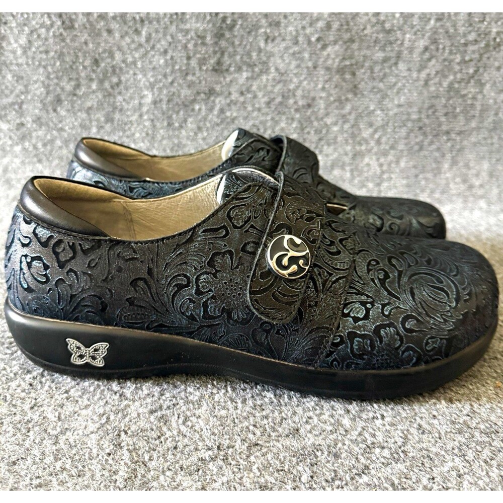Alegria Joleen JOL-262 Mary Jane Black Floral Embossed Leather US 11 EU 42